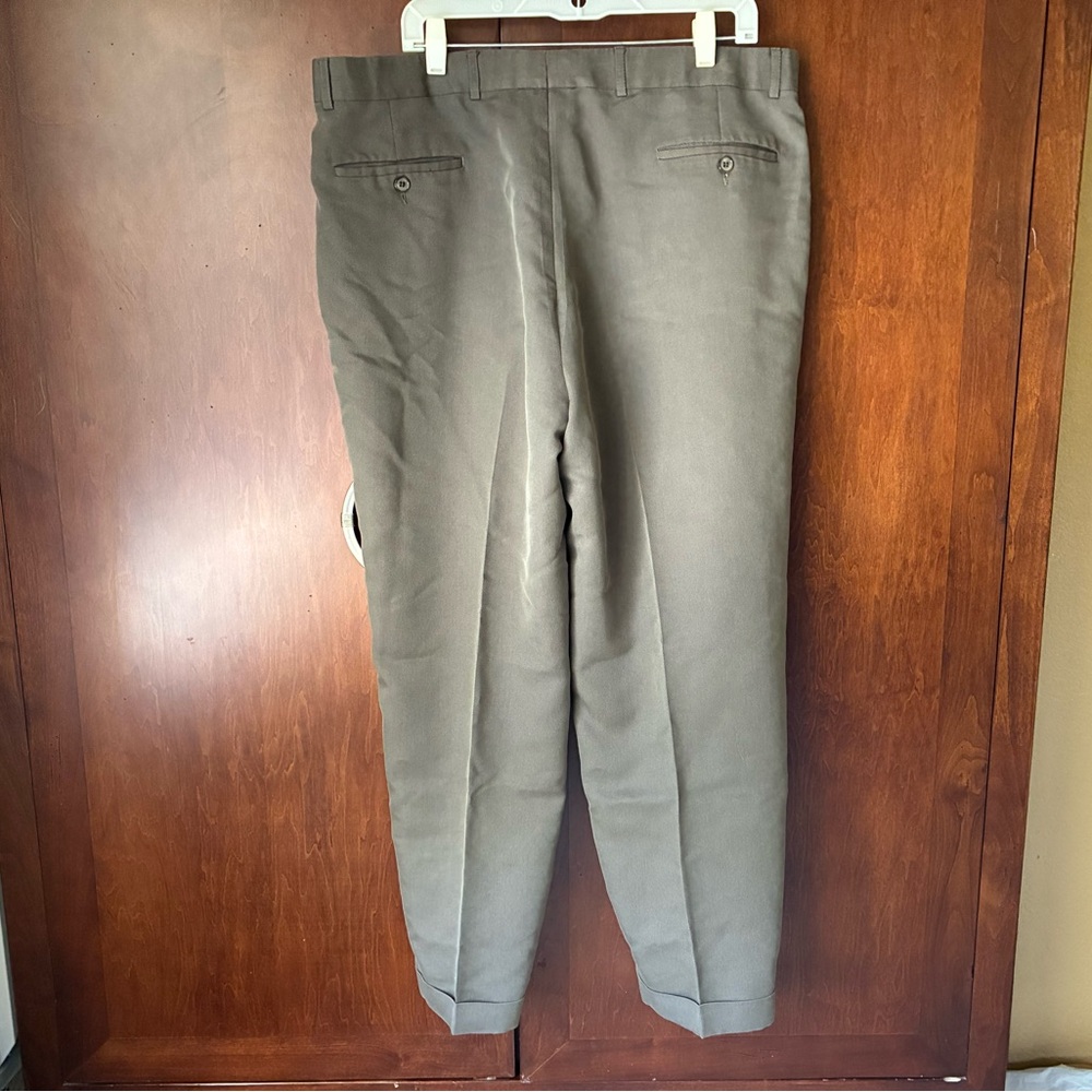 BURBERRY London Mens Pleated Front Cuffed Dress Pants 40x29 Olive